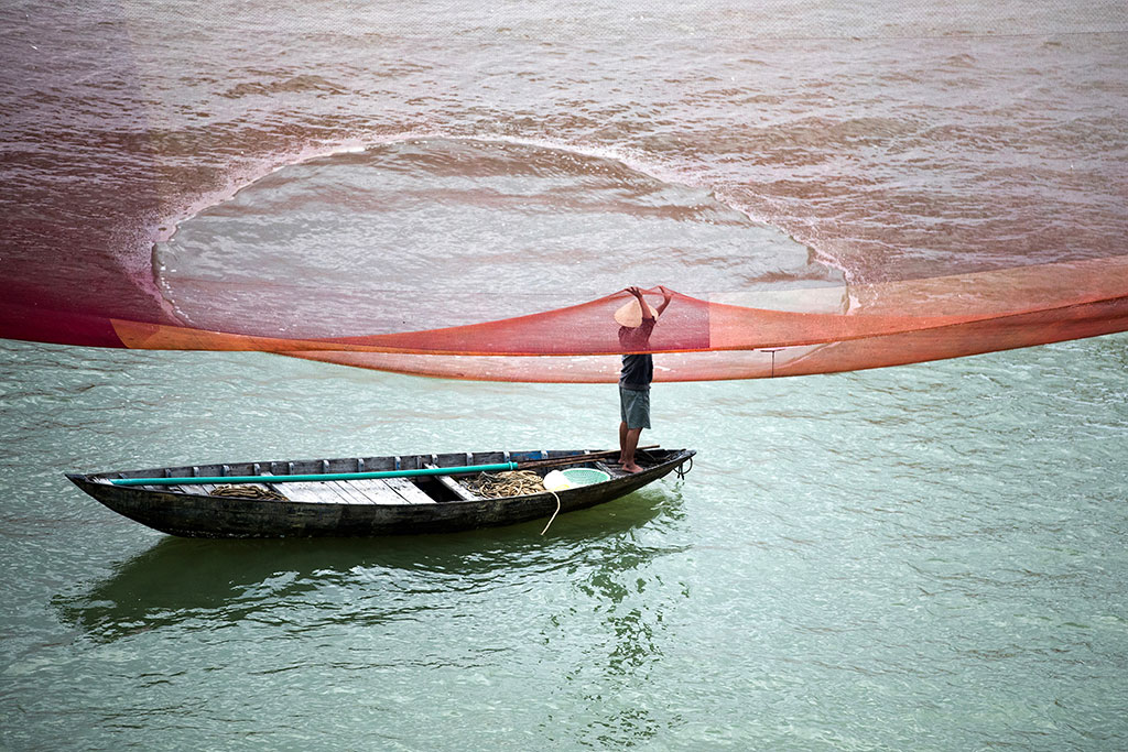 Photo chatoyante de Réhahn - filet de pêche à Hoi An au Vietnam 