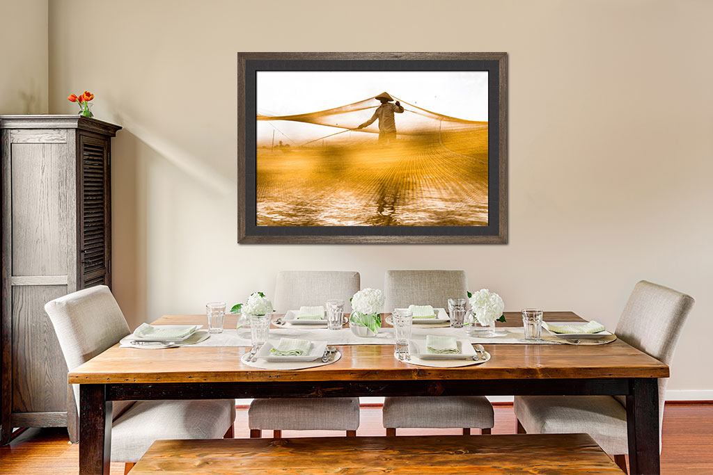 Marigold Morning print shown in a clean interior setting