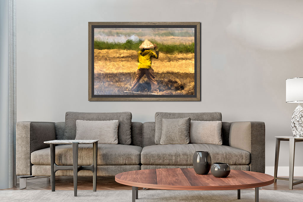 Glowing Field artwork print shown in an interior setting