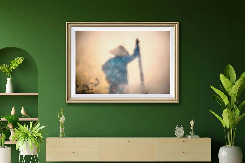 Day Remnants artwork print shown in an interior setting