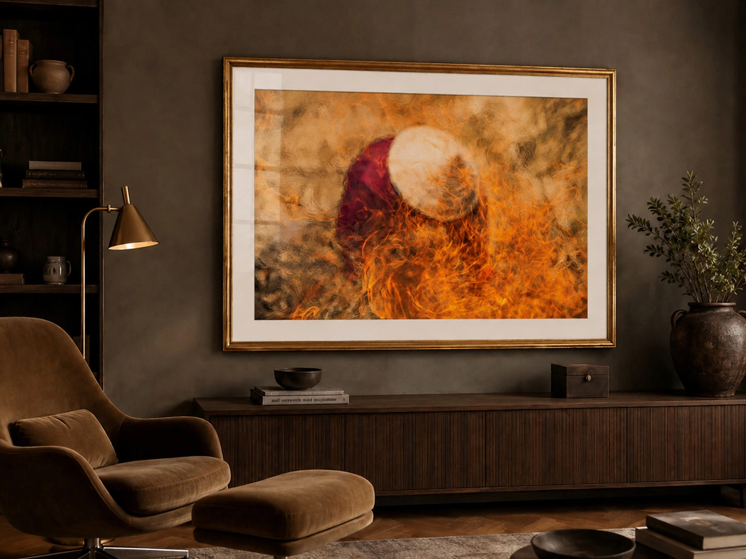 Rebirth artwork print shown in an interior setting